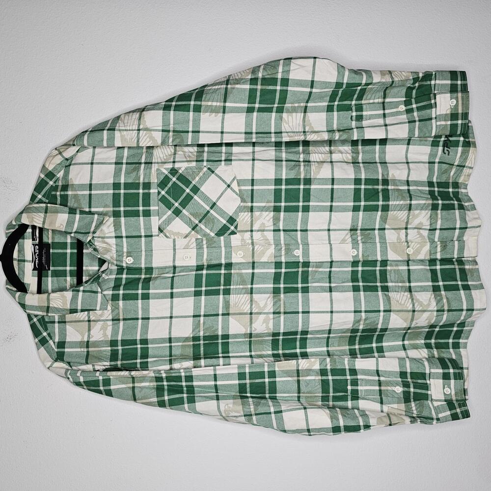 NWOT Spyder Men's Green/White Plaid Button Down Shirt Size Large